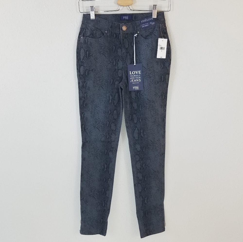 YMI JEAN High Rise Skinny Snakeskin Print Jean Size 1/25